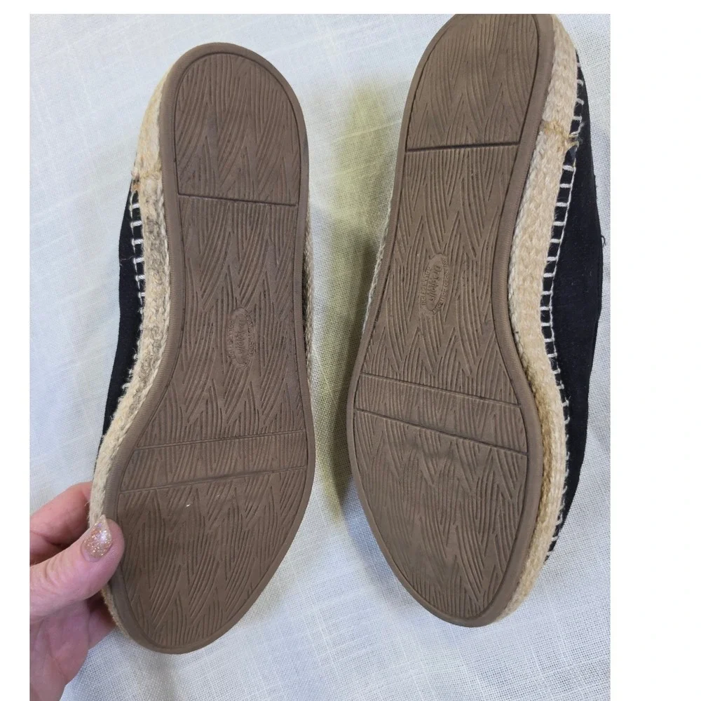 Dr. Scholls Be Energized Black Suede Espadrille Slip On Platform Flats 0264